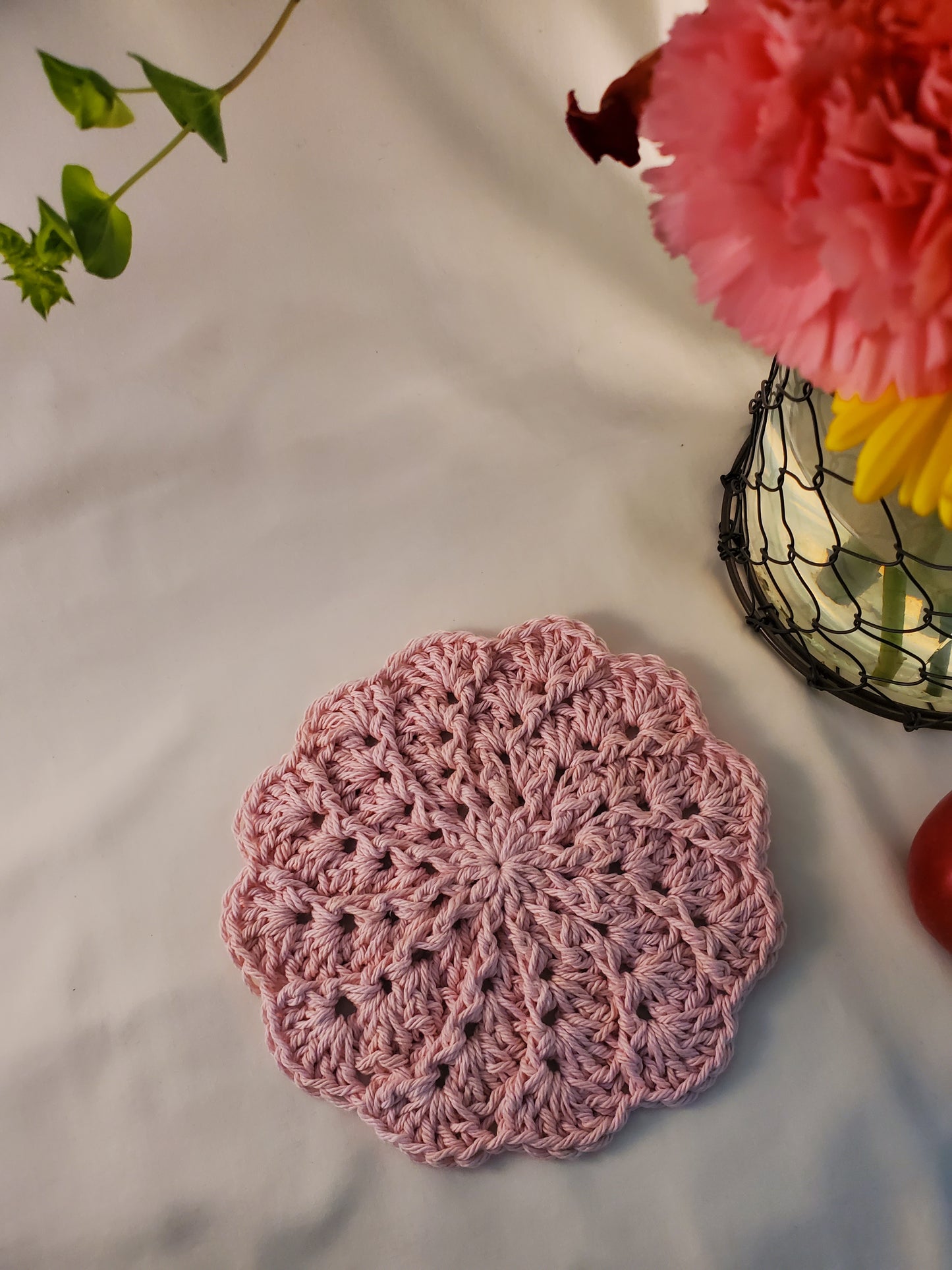 Handcrafted Cotton Scalloped Edge Hot Pad – Millennial Pink