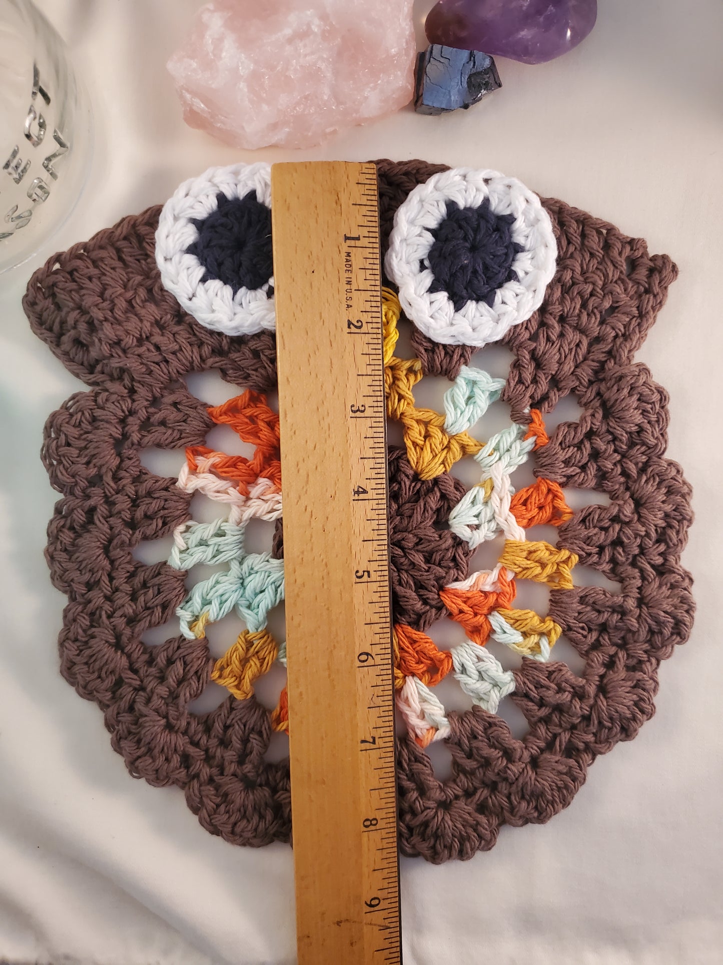 Handmade Owl-Shaped Crochet Hot Pad – Cute 70s Inspired Design
