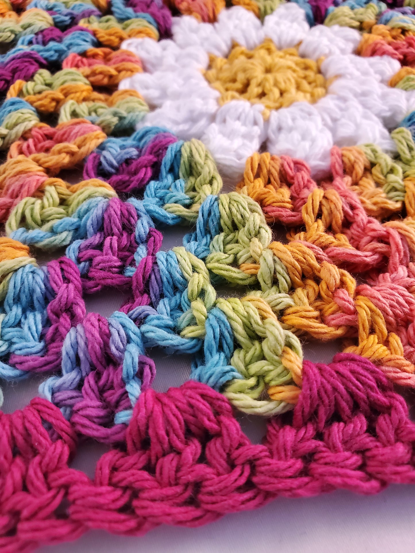Square Daisy Hot Pad - Vibrant and Handmade