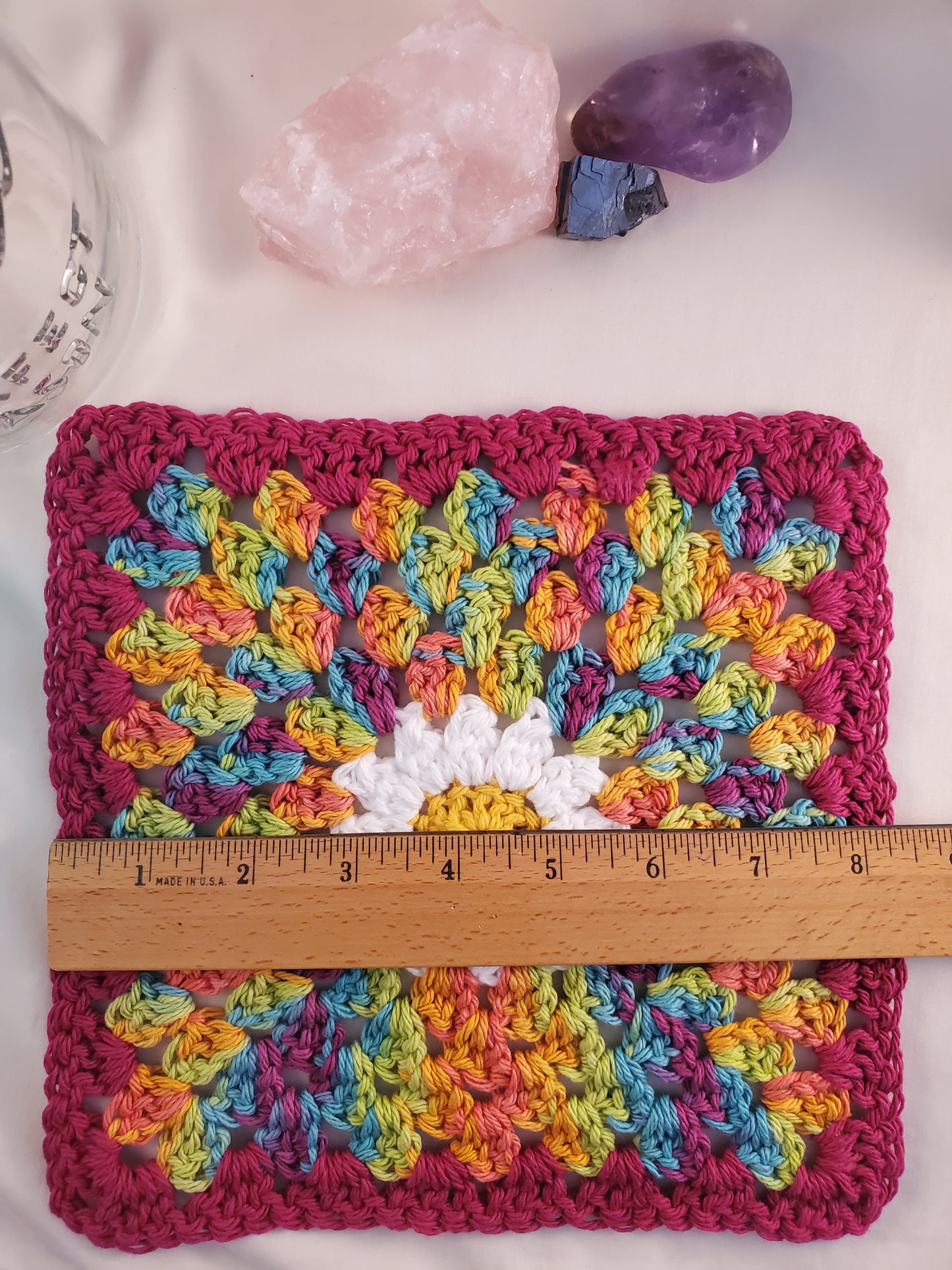 Square Daisy Hot Pad - Vibrant and Handmade