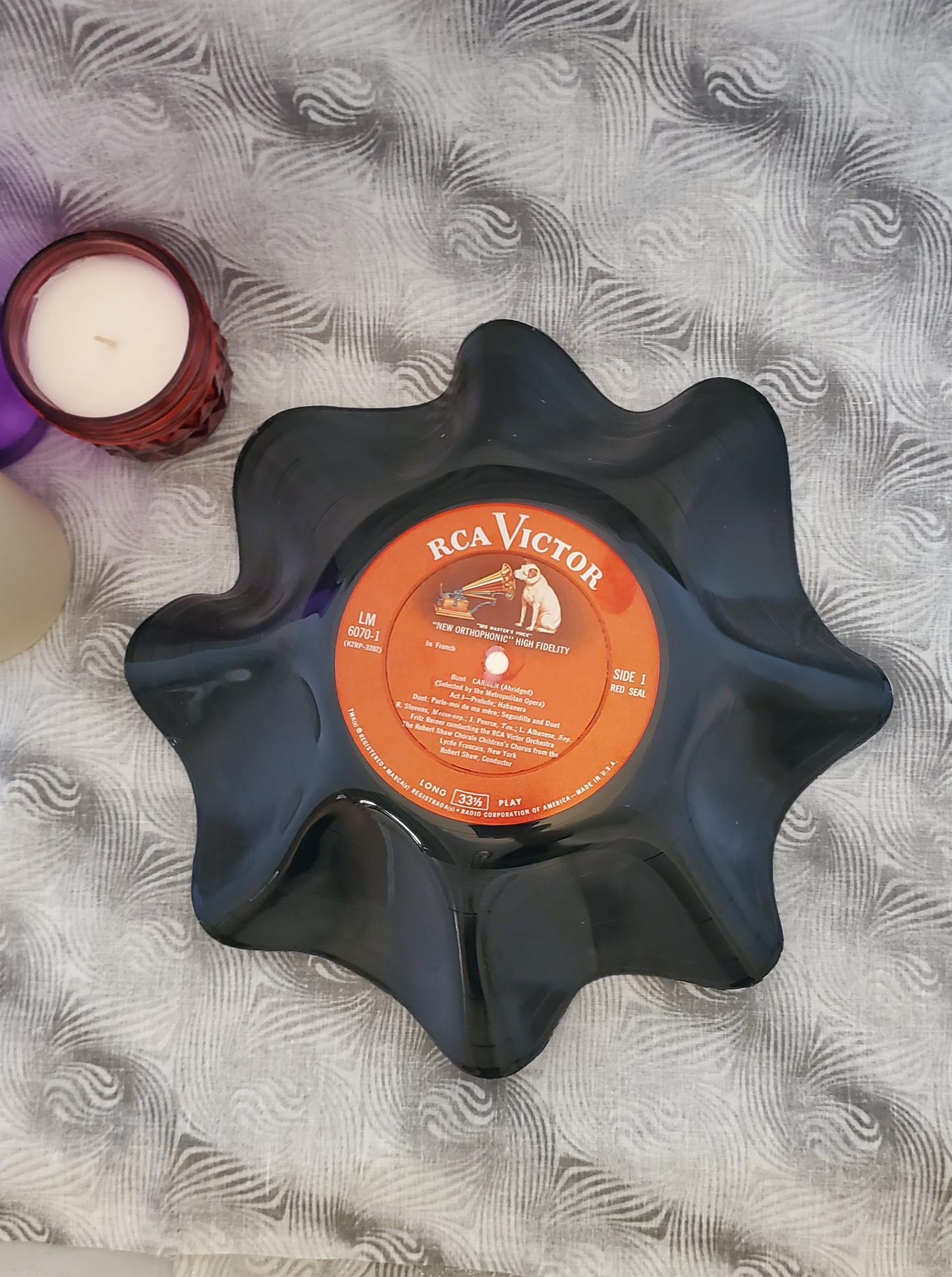 Handcrafted Painted Record Bowl
