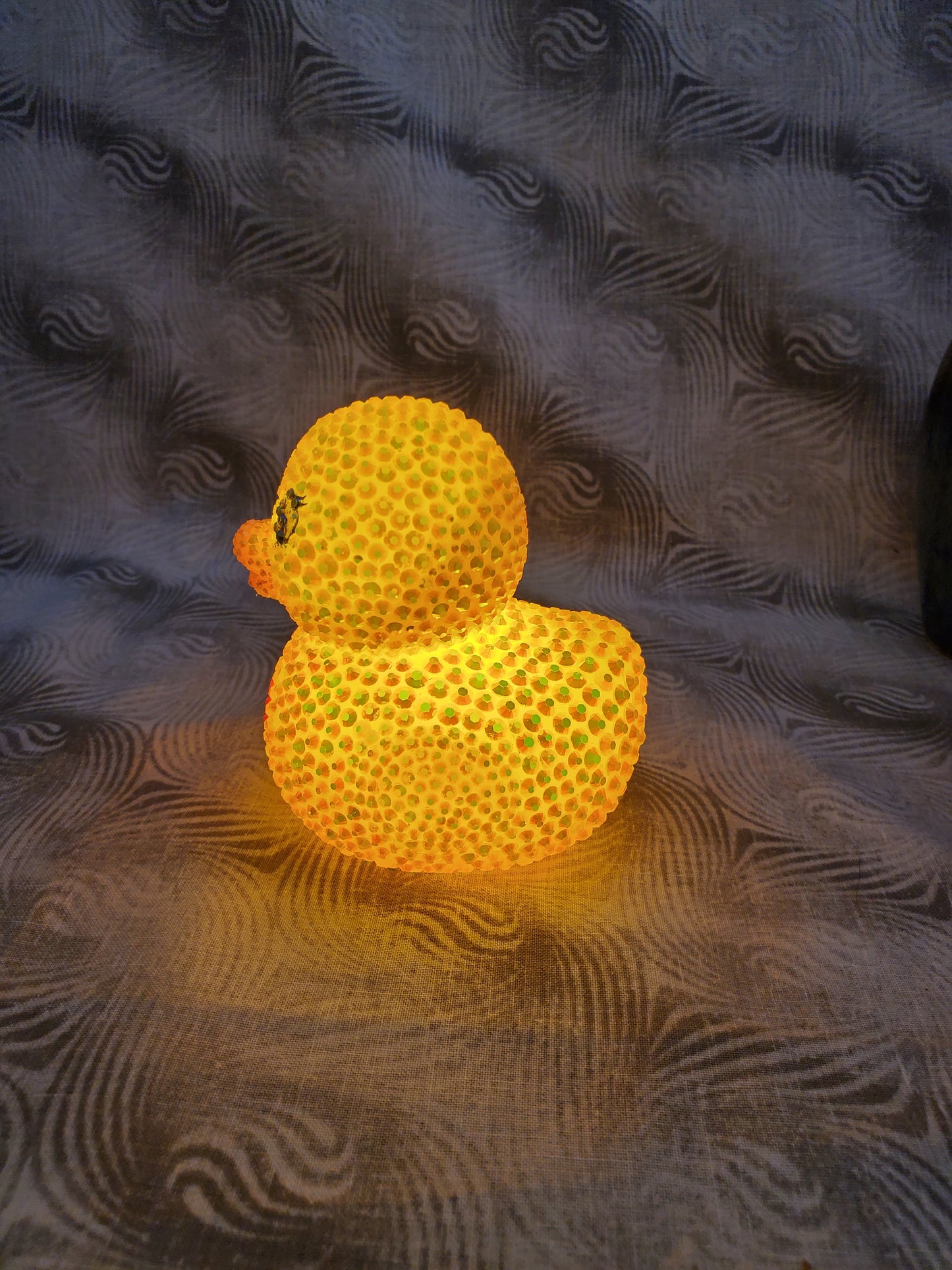 Sparkling Yellow Rhinestone Duck with Heart - Light-Up Edition