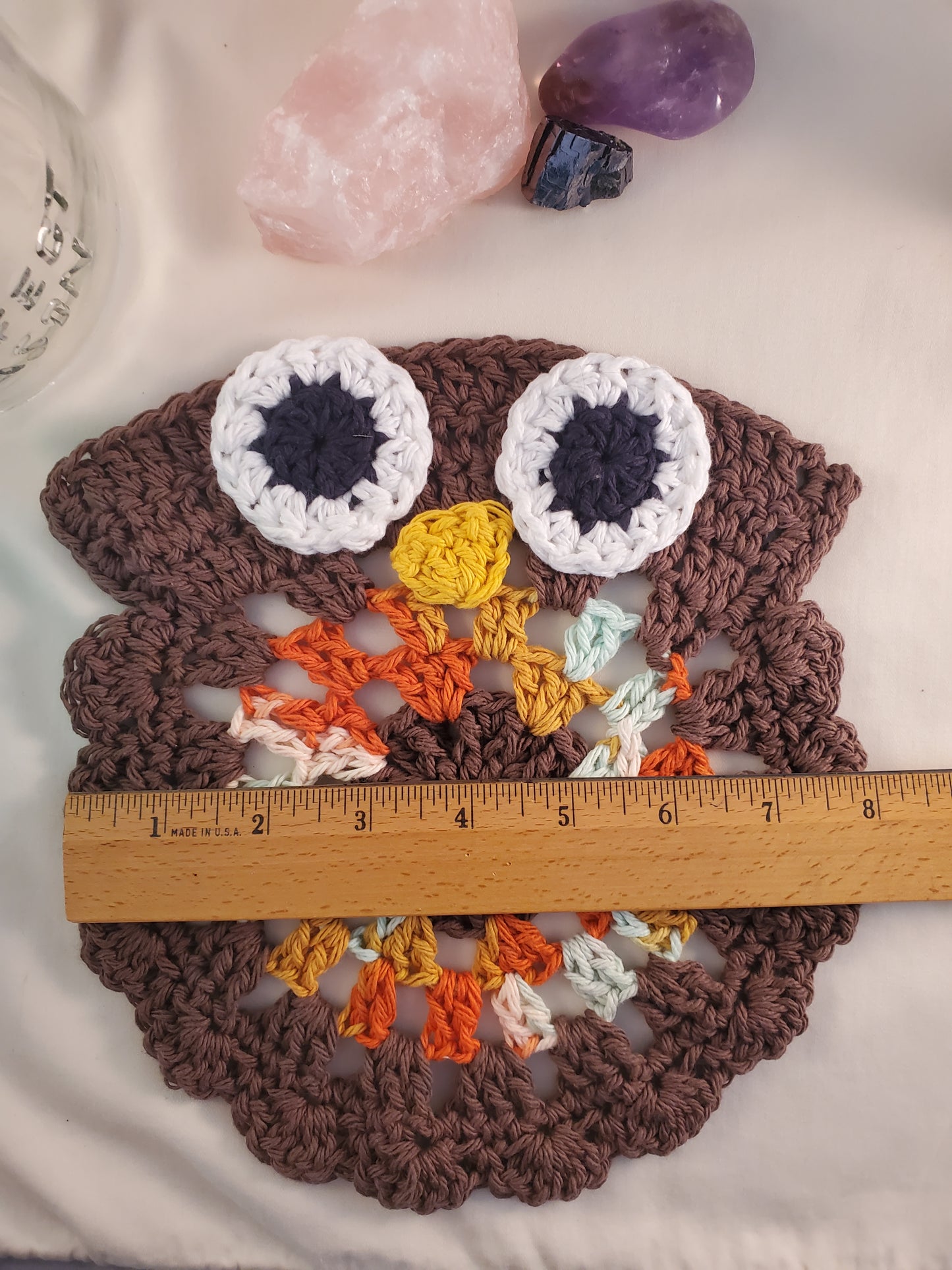 Handmade Owl-Shaped Crochet Hot Pad – Cute 70s Inspired Design