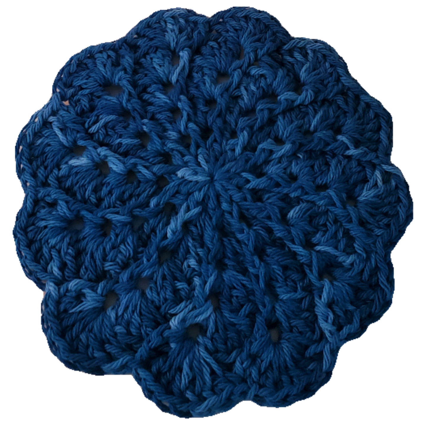 Handcrafted Cotton Scalloped Edge Hot Pad – Variegated Peacock Blue