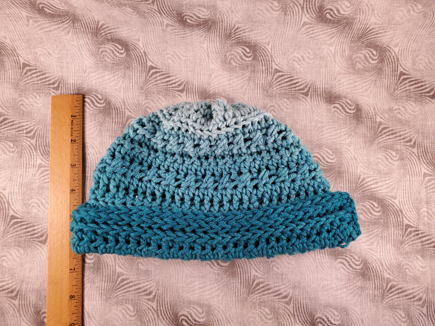 Handcrafted Ombre Crocheted Beanie - Teal to Mint Green