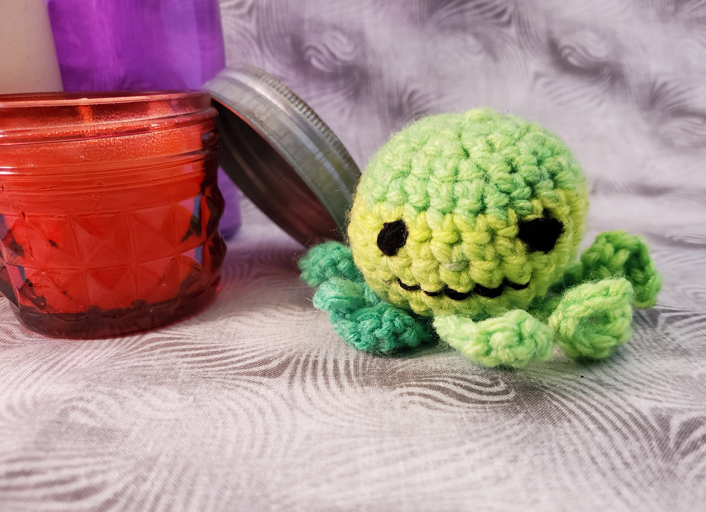 Neon Green and Yellow Ombre Crochet Octopus