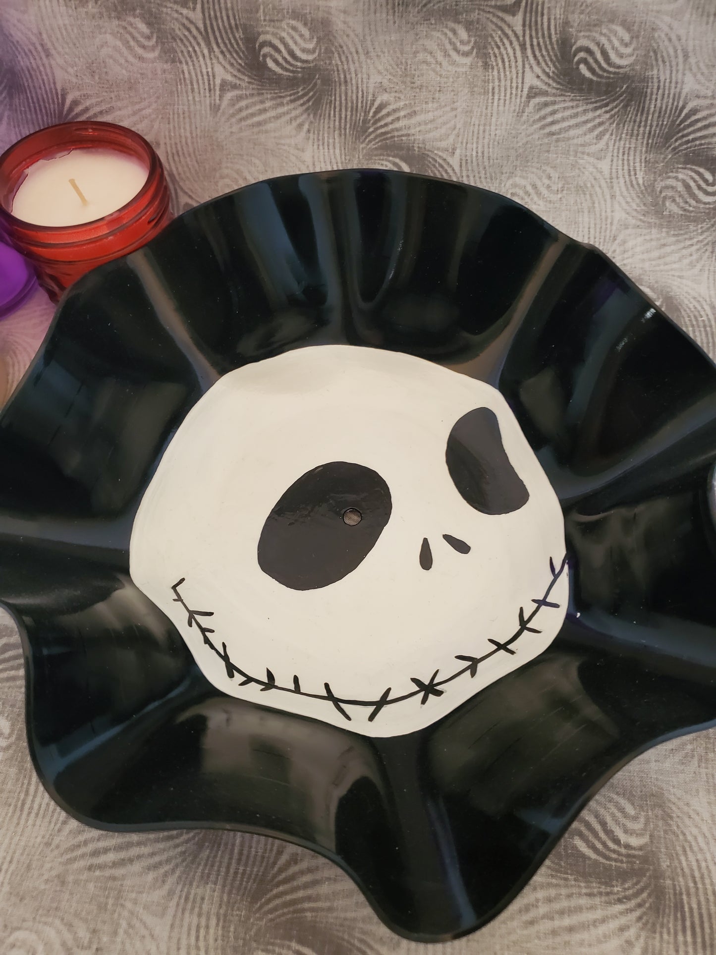 Jack Skellington Hand-Painted Vinyl Record Bowl