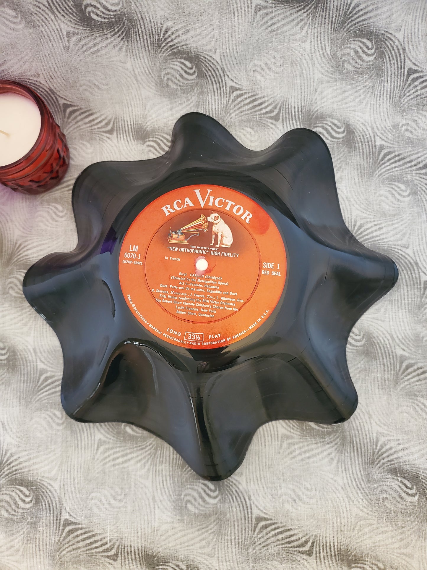 Handcrafted Painted Record Bowl