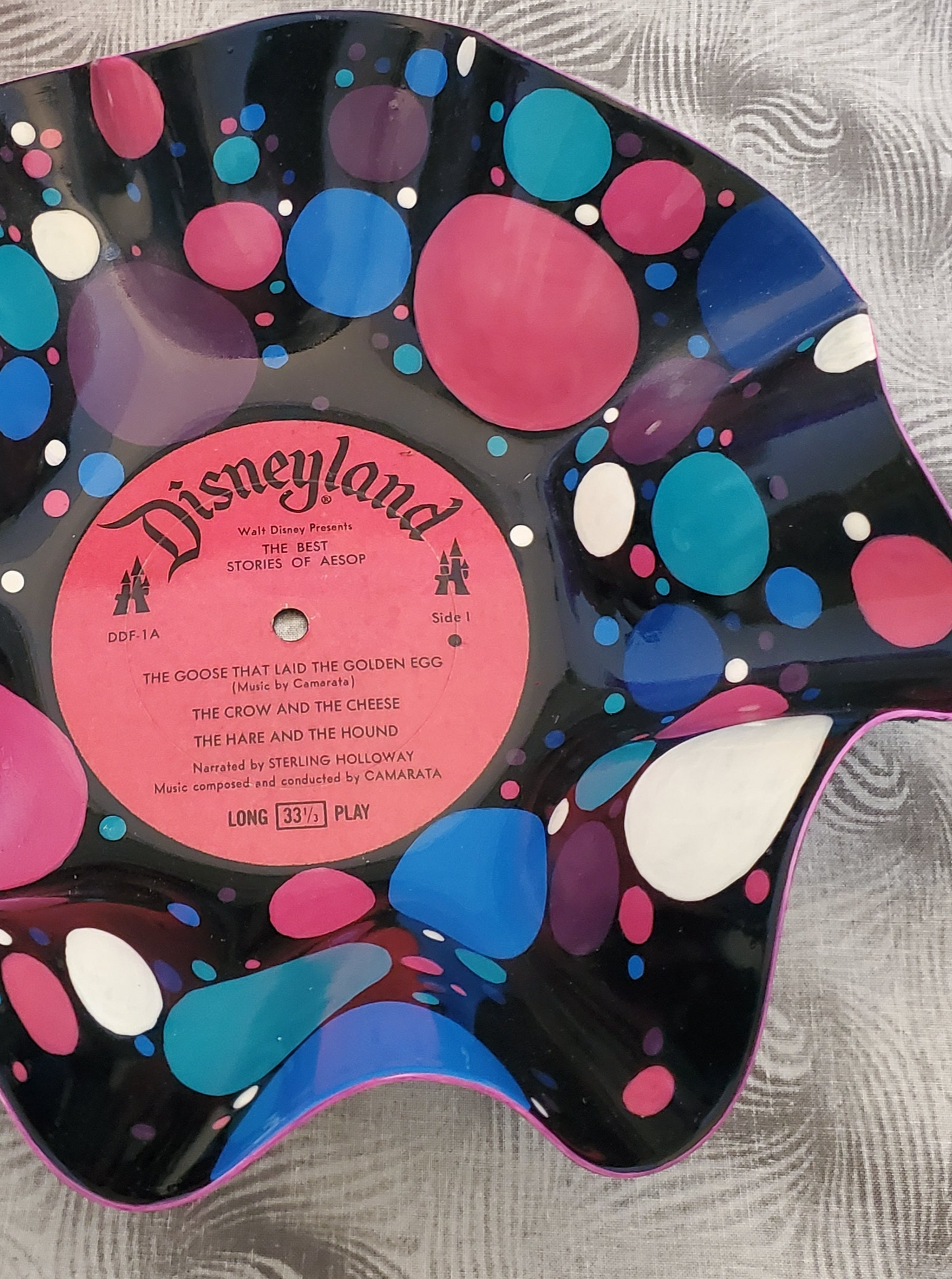 Hand-Painted Disney Record Bowl