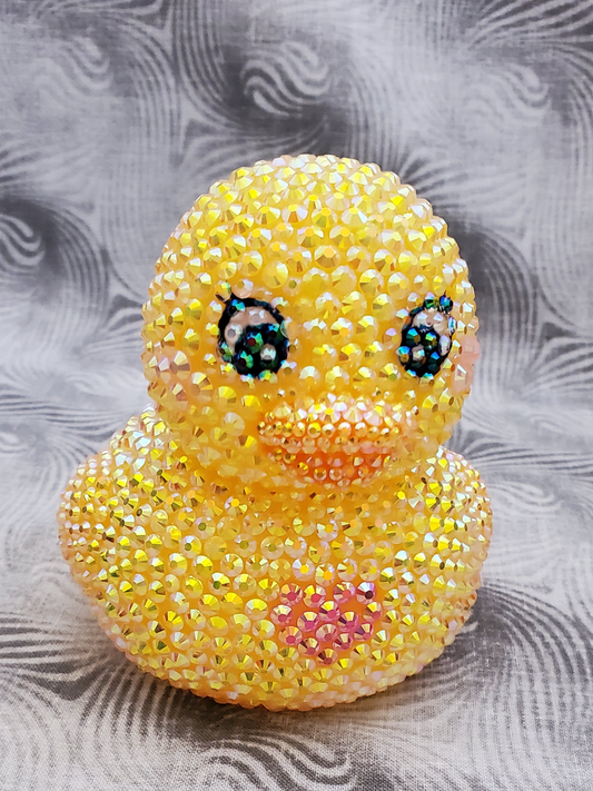 Sparkling Yellow Rhinestone Duck with Heart - Light-Up Edition