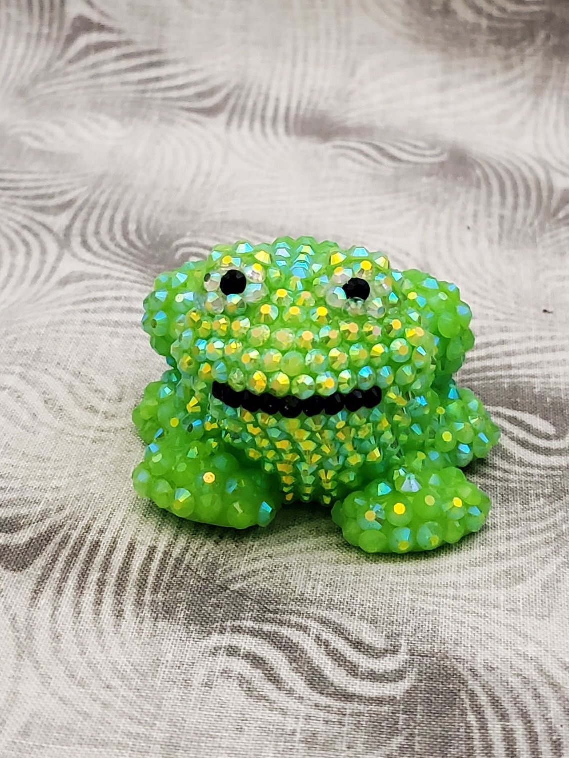 Glittering Light Green Rhinestone Frog